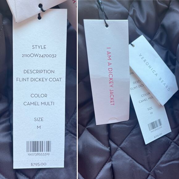 NWT Veronica Beard Flint Toggle Twill Dickey Striped Wool Duffle Pea Coat Size M - Picture 6 of 12